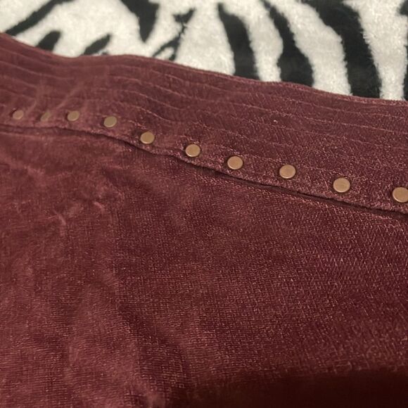 Abercombie and fitch burgundy fall autumn mini skirt Gypsy studded size 4 - Picture 5 of 9